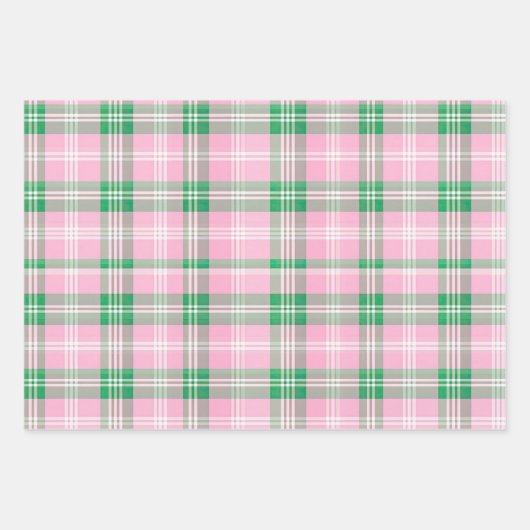 Funky roze en groen geruite tartanpatroon inpakpapier vel (Voorkant 2)