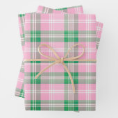 Funky roze en groen geruite tartanpatroon inpakpapier vel (In situ)