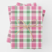 Funky roze en groen geruite tartanpatroon inpakpapier vel (In situ)