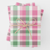 Funky roze en groen geruite tartanpatroon inpakpapier vel (In situ)