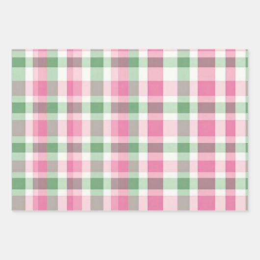 Funky roze en groen geruite tartanpatroon inpakpapier vel (Voorkant)