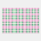Funky roze en groen geruite tartanpatroon inpakpapier vel (Voorkant 2)