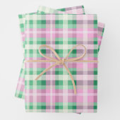 Funky roze en groen geruite tartanpatroon inpakpapier vel (In situ)