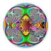 Funky roze en groene fractal deurtrekkracht keramische knop (Voorkant)