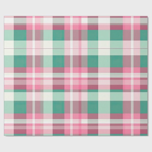 Funky roze en munt groen geruite tartanpatroon cadeaupapier (Vlak)