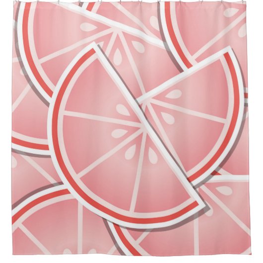 Funky roze grapefruitwiggen douchegordijn (Voorkant)