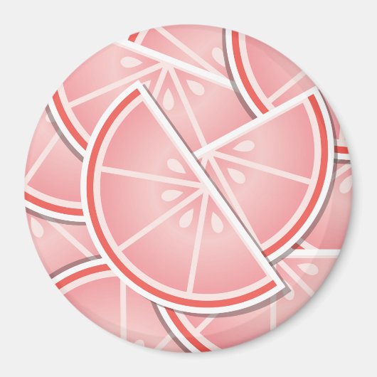 Funky roze grapefruitwiggen magneet (Voorkant)
