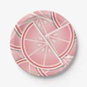 Funky roze grapefruitwiggen papieren bordje (Voorkant)