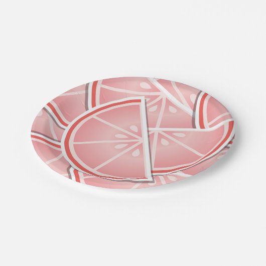 Funky roze grapefruitwiggen papieren bordje (Gekanteld)