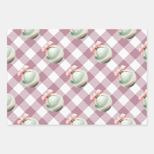 Funky Roze Kerst Gingham Patroon Inpakpapier Vel (Voorkant 3)