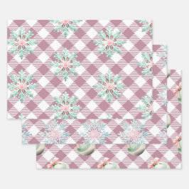 Funky Roze Kerst Gingham Patroon Inpakpapier Vel