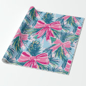 Funky Roze Kerstboog Patroon Cadeaupapier (Uitgerold)