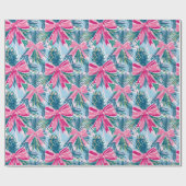 Funky Roze Kerstlint Patroon Cadeaupapier (Vlak)