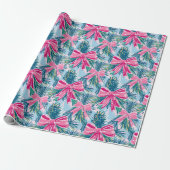 Funky Roze Kerstlint Patroon Cadeaupapier (Uitgerold)