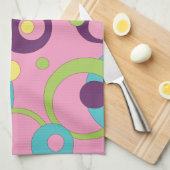 Funky Roze Keukenhanddoek met Cirkels (Quarter Fold)