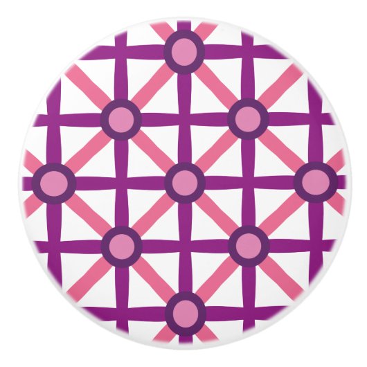 Funky Roze & Paarse Patroon Keramische Knop (Voorkant)