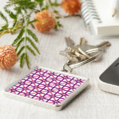 Funky Roze & Paarse Patroon Sleutelhanger (Zijkant)