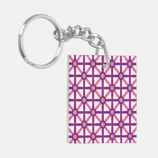 Funky Roze & Paarse Patroon Sleutelhanger (Voorkant Links)