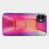 Funky Roze Paarse Pop Art Naam Monogram Meisjesach Case-Mate iPhone Case (Achterkant (horizontaal))