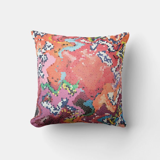 Funky Roze Pastels Abstract Kussen (Voorkant)