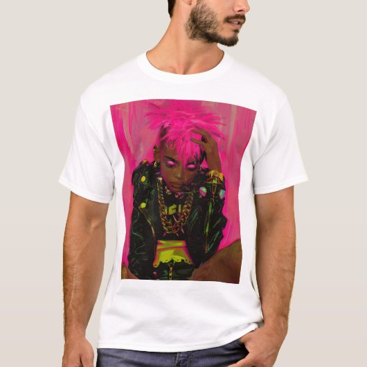 Funky Roze Punk gepersonaliseerd T-shirt met AR-45 (Voorkant)