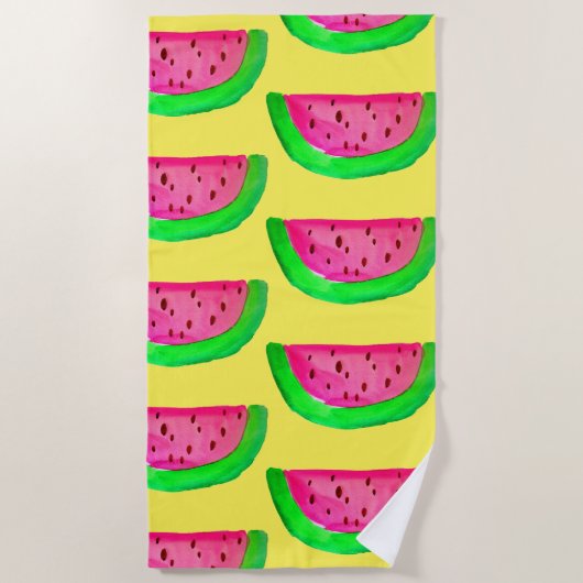 Funky roze watermeloen strandstijl strandlaken (Voorkant)