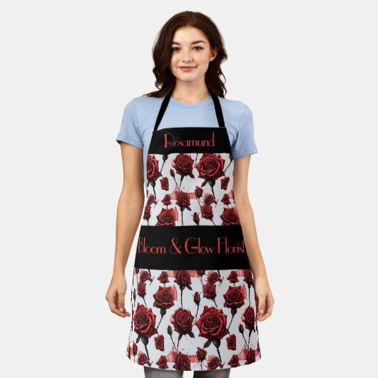 Funky Rozen Bloemist Schort. bewerkbaar Schort (Gedragen)