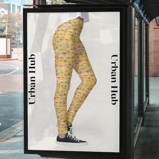 Funky Saffron Sinaasappel Wild Sh'rooms Pattern Leggings