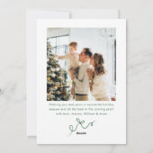 Funky Sage Green Christmas Bow Ribbon 2 Photo Feestdagenkaart (Achterkant)