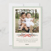 Funky Sage Green Christmas Bow Ribbon 2 Photo Feestdagenkaart (Achterkant)