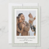 Funky Sage Green Christmas Bow Ribbon 2 Photo Feestdagenkaart (Achterkant)