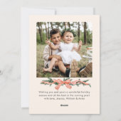 Funky Sage Green Christmas Bow Ribbon 2 Photo Feestdagenkaart (Achterkant)