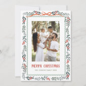 Funky Sage Green Christmas Bow Ribbon 2 Photo Feestdagenkaart (Voorkant)