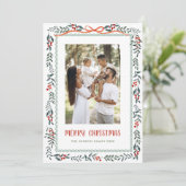 Funky Sage Green Christmas Bow Ribbon 2 Photo Feestdagenkaart (Staand voorkant)