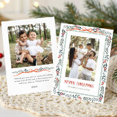 Funky Sage Green Christmas Bow Ribbon 2 Photo Feestdagenkaart