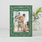 Funky Sage Green Christmas Bow Ribbon 2 Photo Feestdagenkaart (Staand voorkant)