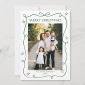 Funky Sage Green Christmas Bow Ribbon 2 Photo Feestdagenkaart (Voorkant)