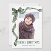 Funky Sage Green Christmas Bow Ribbon 5 Phot Feestdagenkaart (Voorkant)