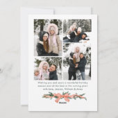 Funky Sage Green Christmas Bow Ribbon 5 Photo Feestdagenkaart (Achterkant)