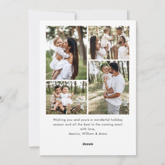 Funky Sage Green Christmas Bow Ribbon 5 Photo Feestdagenkaart (Achterkant)