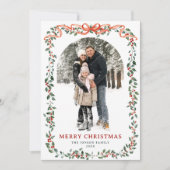 Funky Sage Green Christmas Bow Ribbon 5 Photo Feestdagenkaart (Voorkant)