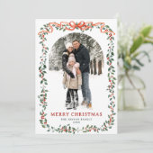 Funky Sage Green Christmas Bow Ribbon 5 Photo Feestdagenkaart (Staand voorkant)