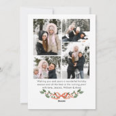 Funky Sage Green Christmas Bow Ribbon 5 Photo Feestdagenkaart (Achterkant)