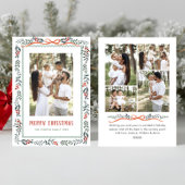 Funky Sage Green Christmas Bow Ribbon 5 Photo Feestdagenkaart