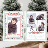 Funky Sage Green Christmas Bow Ribbon 5 Photo Feestdagenkaart