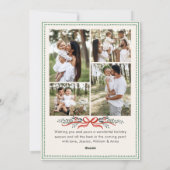 Funky Sage Green Christmas Bow Ribbon 5 Photo Feestdagenkaart (Achterkant)