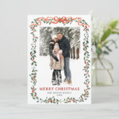 Funky Sage Green Christmas Bow Ribbon 5 Photo Feestdagenkaart (Staand voorkant)