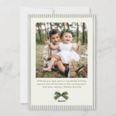 Funky Sage Green Pine Bow Frame Christmas 2 Photo Feestdagenkaart (Achterkant)