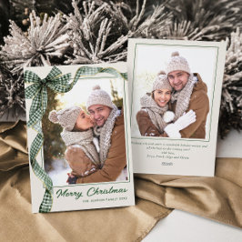 Funky Saliegroene Kerstboog Lint 2 Foto Feestdagenkaart