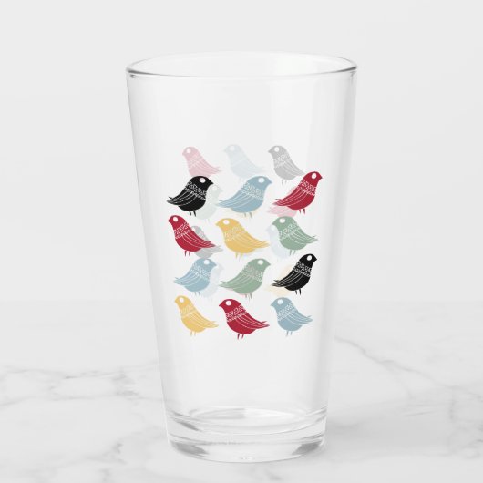Funky Scandi Birds Mid Century Modern Glas (Achterkant)
